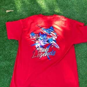 Reel Legends T-Shirt Men's XL Red Graphic Marlin Print Short Sleeve